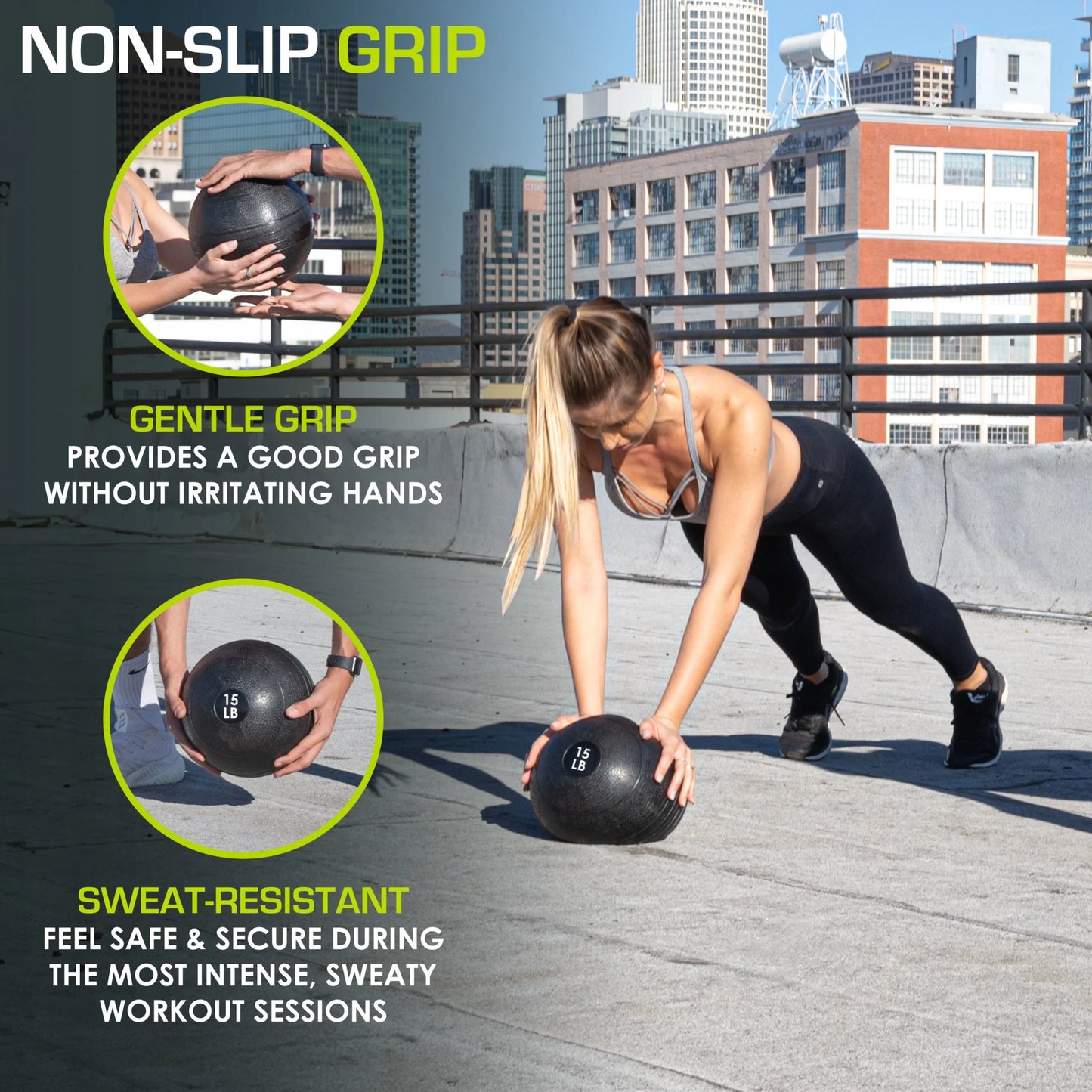 Classic Slam Medicine Balls W/ Smooth Grip for Weighted Workouts,15 Lb