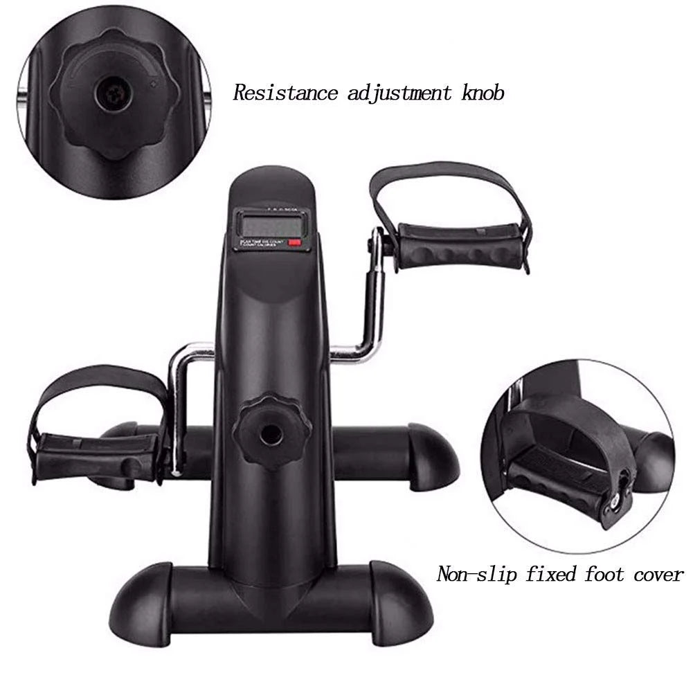 Mini Exercise Bike, under Desk Bike Pedal Exerciser, Portable Foot Cycle Arm & Leg Peddler Machine with LCD Screen Displays