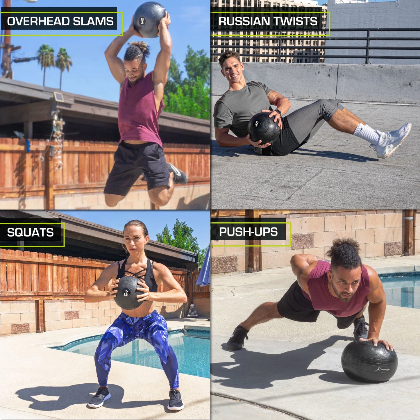 Classic Slam Medicine Balls W/ Smooth Grip for Weighted Workouts,15 Lb