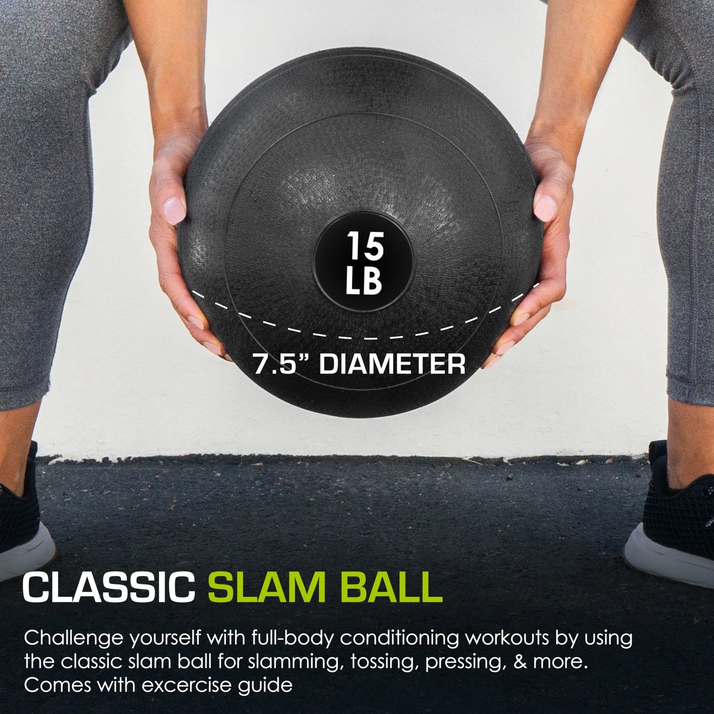 Classic Slam Medicine Balls W/ Smooth Grip for Weighted Workouts,15 Lb