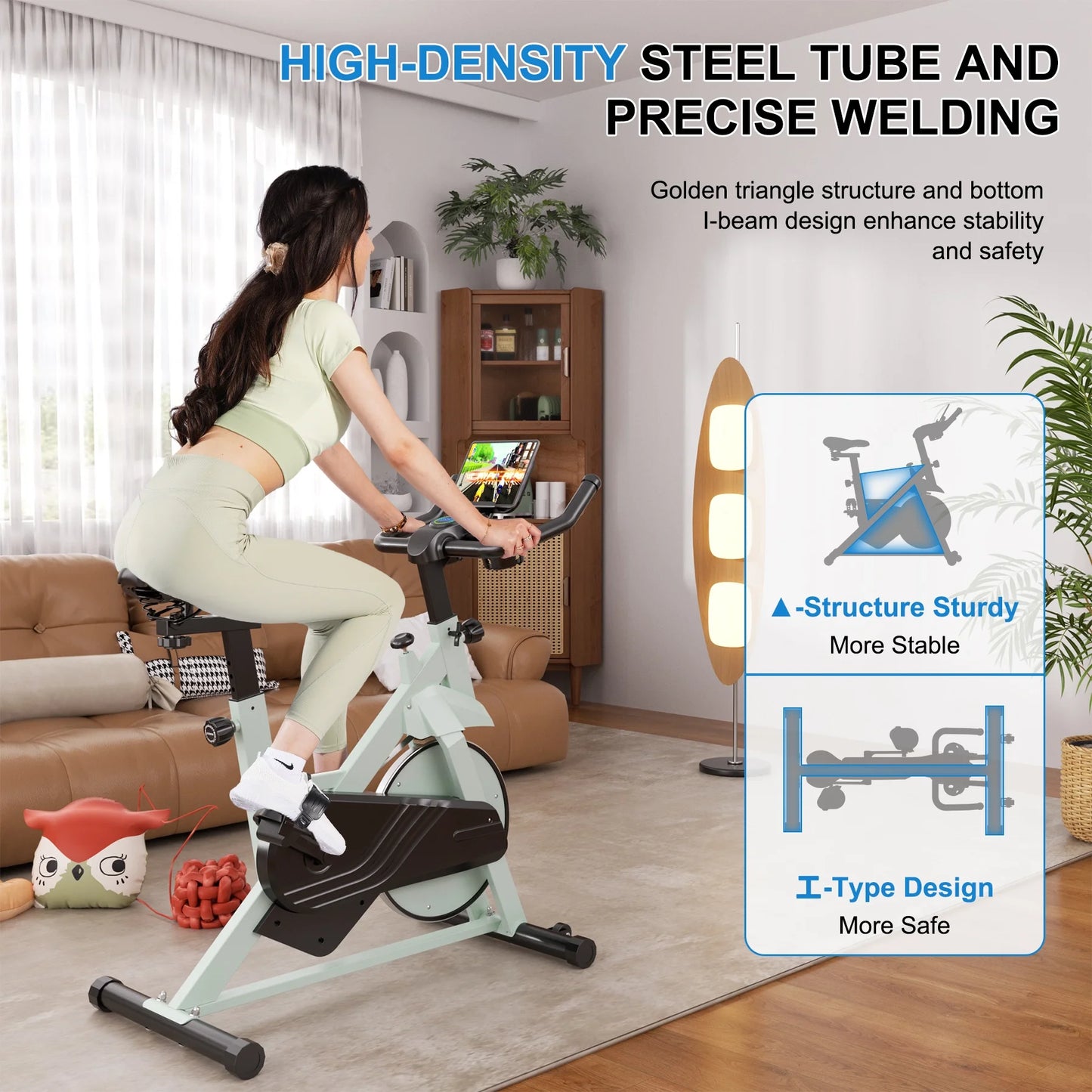 Indoor Exercise Bike with Adjustable Resistance, for Home & Office. Ideal for Cardio, Supports up to 300 Lbs