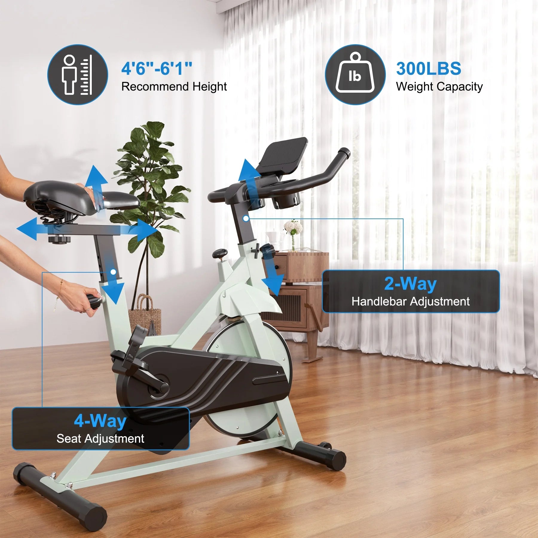Indoor Exercise Bike with Adjustable Resistance, for Home & Office. Ideal for Cardio, Supports up to 300 Lbs