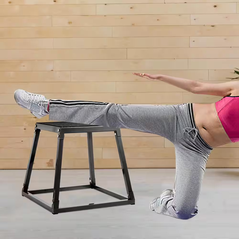 Plyometric Platform Box Set 12 In. X 18 In. X 24 In. Height Plyometric Box Jump Set for Home Gym Training, Black