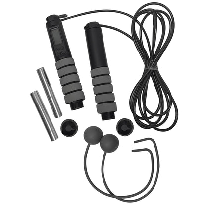 10 Ft. Adjustable Length Digital Weighted Jump Rope with Calorie Counter, Black